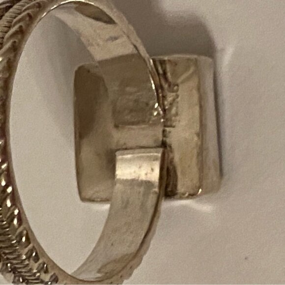 RING STERLING SILVER TIGER EYE STONE BROWN SQUARE CABLE SHANK SIZE 12 - Picture 9 of 9